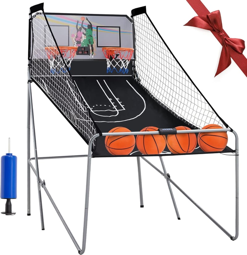 Foldable Double Shot Basketball Arcade Game with LED Scoring
