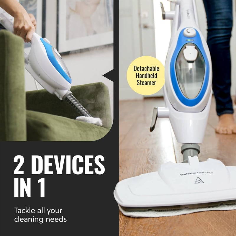 10-in-1 Steam Mop with Handheld Cleaner for Tile & Hardwood Floors