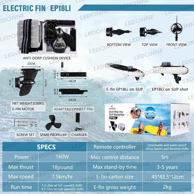 Electric Surfboard Fin Thruster Kit for SUP and Surfing