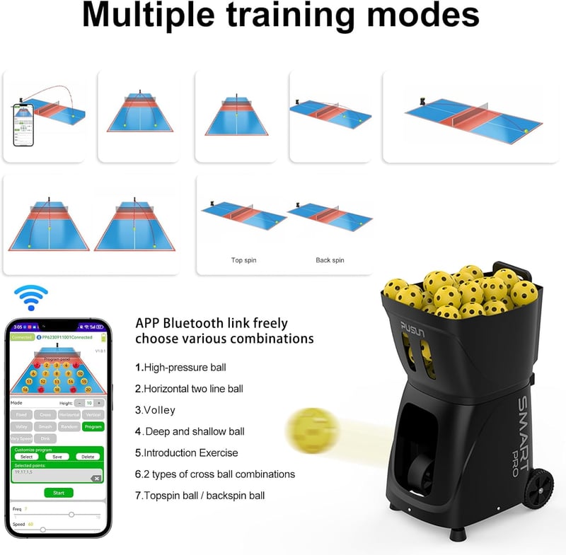 Pickleball Serving Machine - App Controlled, 80+ Ball Capacity