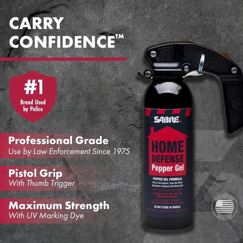 Home Defense Pepper Gel with Wall Mount, Max Strength, 32 Bursts