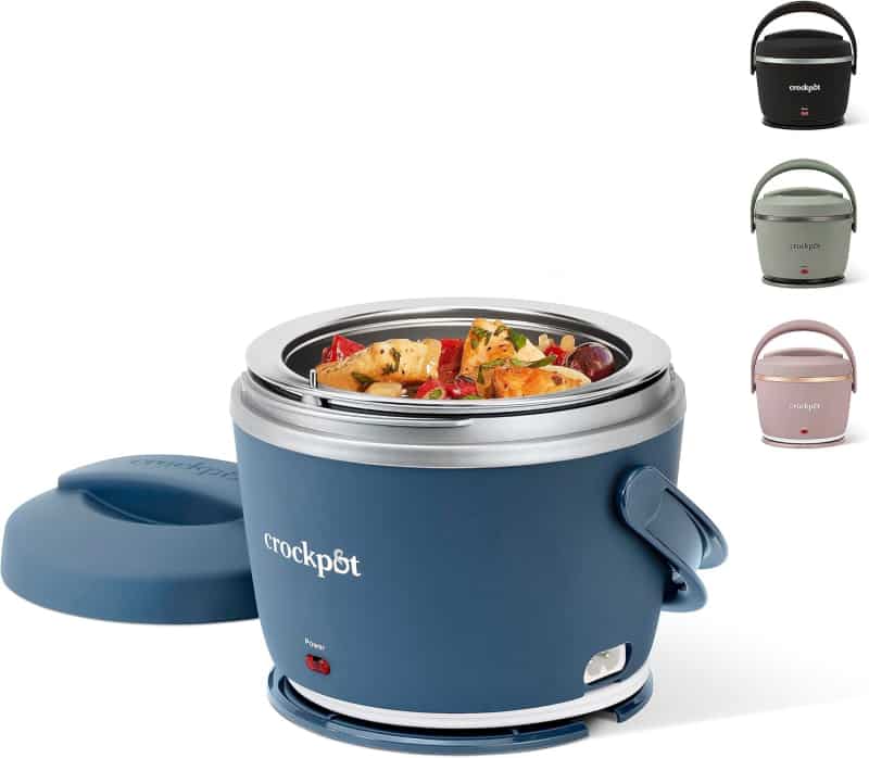 Portable Electric Lunch Box, 20-Ounce Food Warmer, Faded Blue