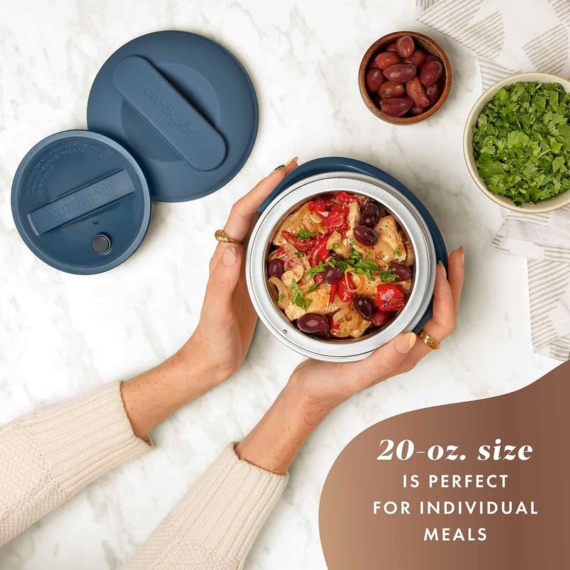 Portable Electric Lunch Box, 20-Ounce Food Warmer, Faded Blue