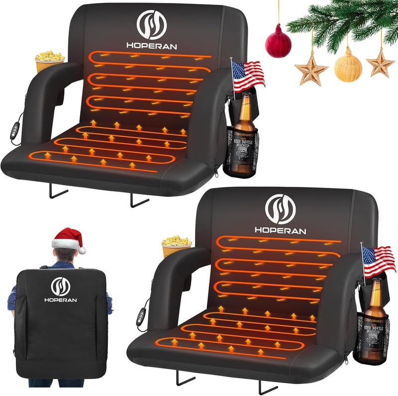 Heated Stadium Seat with Back Support and USB Heating, Portable