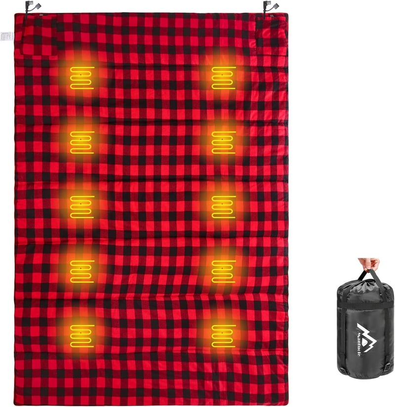 Heated Sleeping Bag Liner with 5 Heating Zones, USB-Powered.