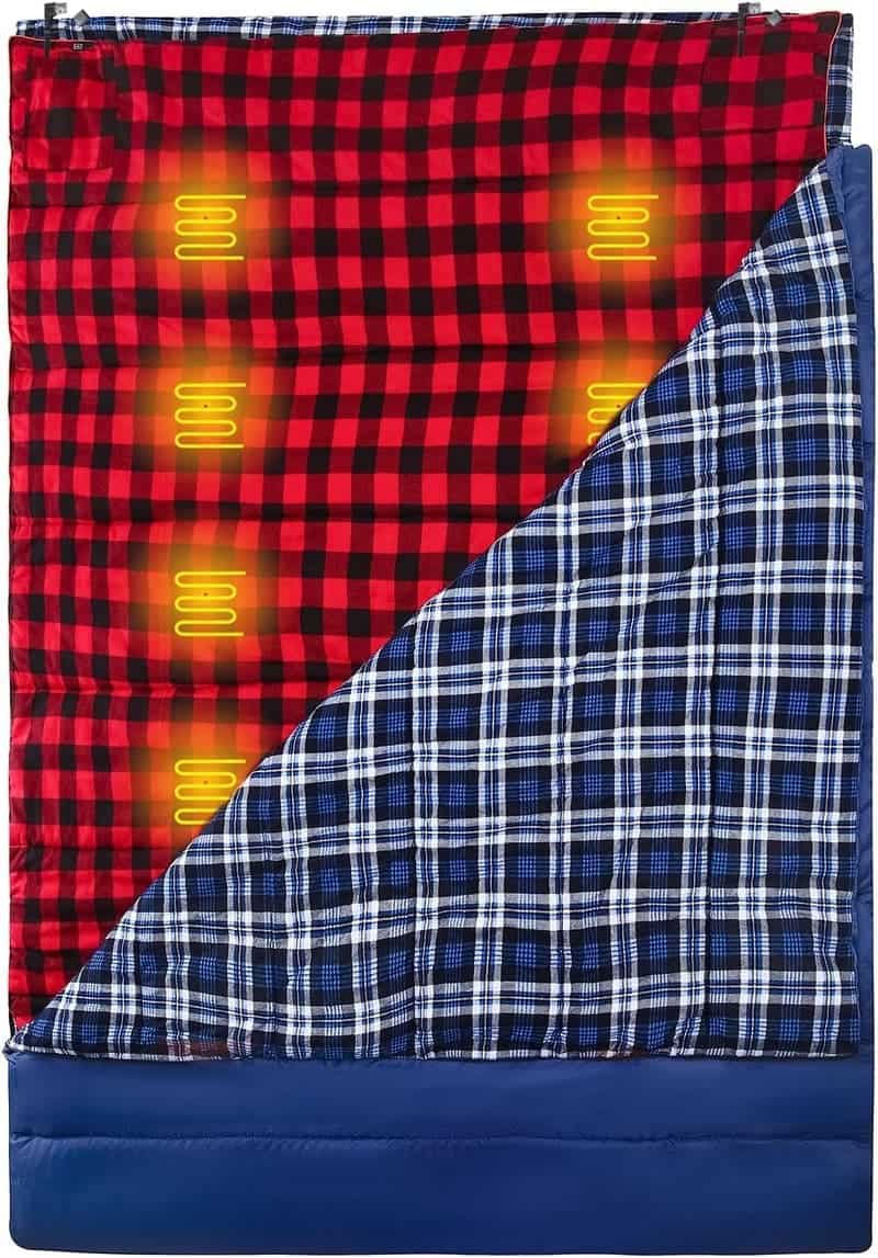 Heated Sleeping Bag Liner with 5 Heating Zones, USB-Powered.