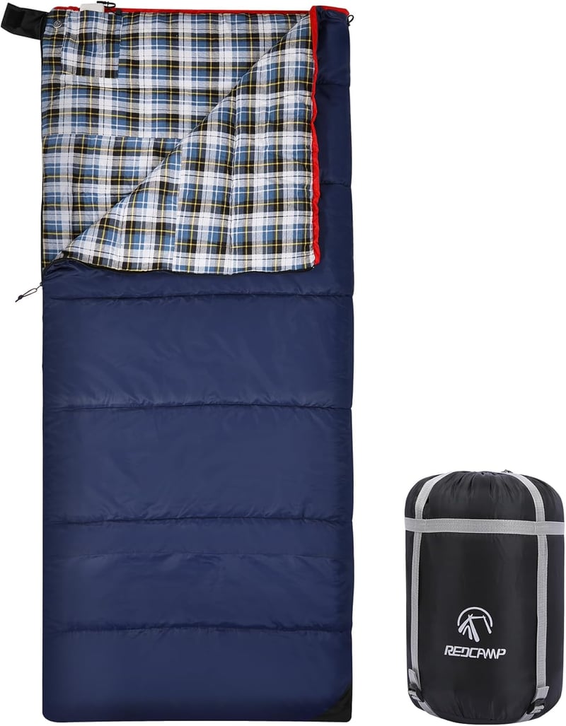 Cold Weather Cotton Flannel Sleeping Bag for Adults, 2-4 lbs Filling