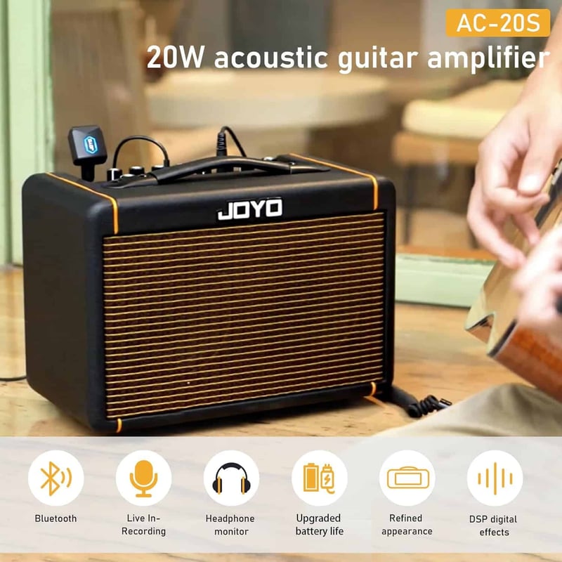 20W Acoustic Guitar Amp with Bluetooth & Effects for Outdoors
