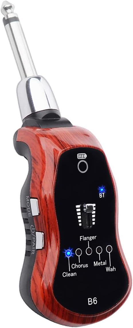 Bluetooth Guitar Headphone Amp with 5 Effects, Rechargeable Mahogany