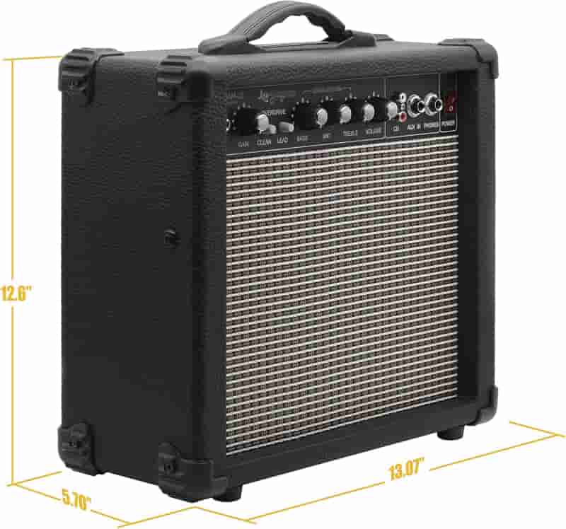20W Electric Guitar Amplifier, Clean & Distortion, Black 6.5