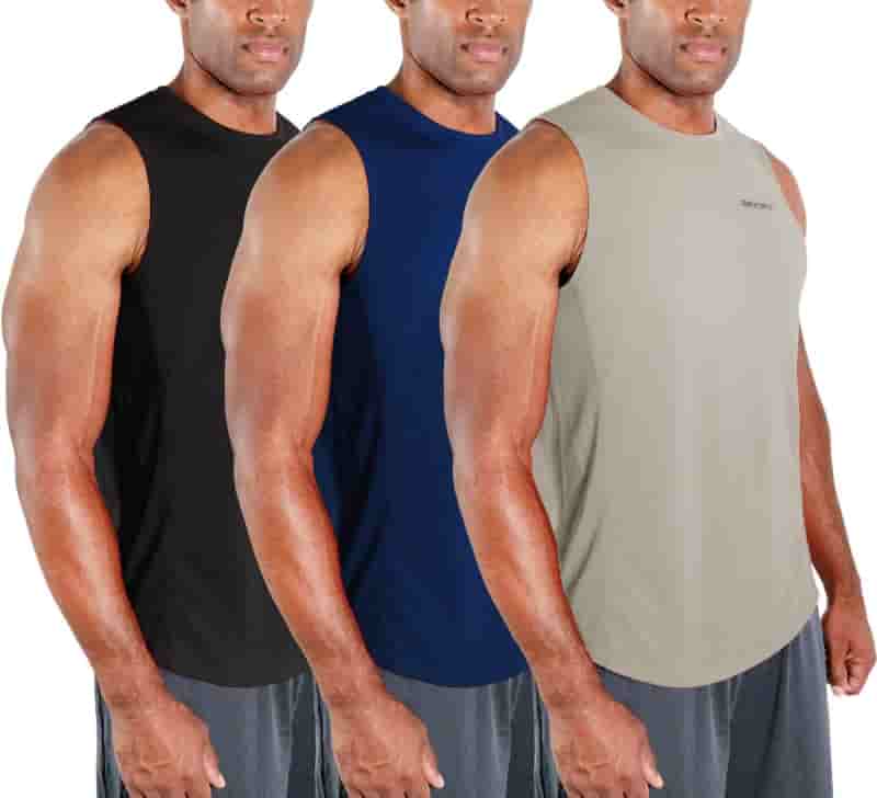 Men's Sleeveless Gym Tank Tops, Dry Fit, 3-Pack