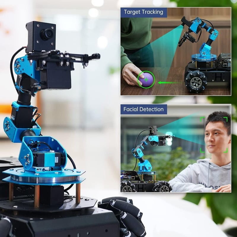 Raspberry Pi AI Robot Arm with 4WD Chassis DIY Kit for Adults