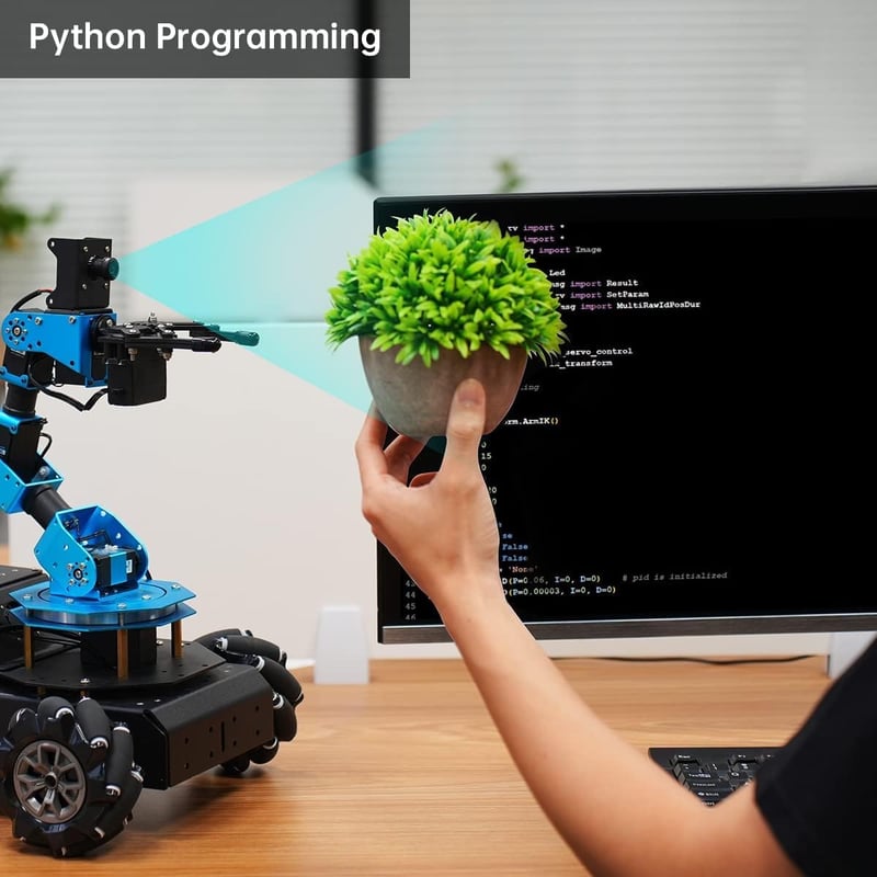 Raspberry Pi AI Robot Arm with 4WD Chassis DIY Kit for Adults