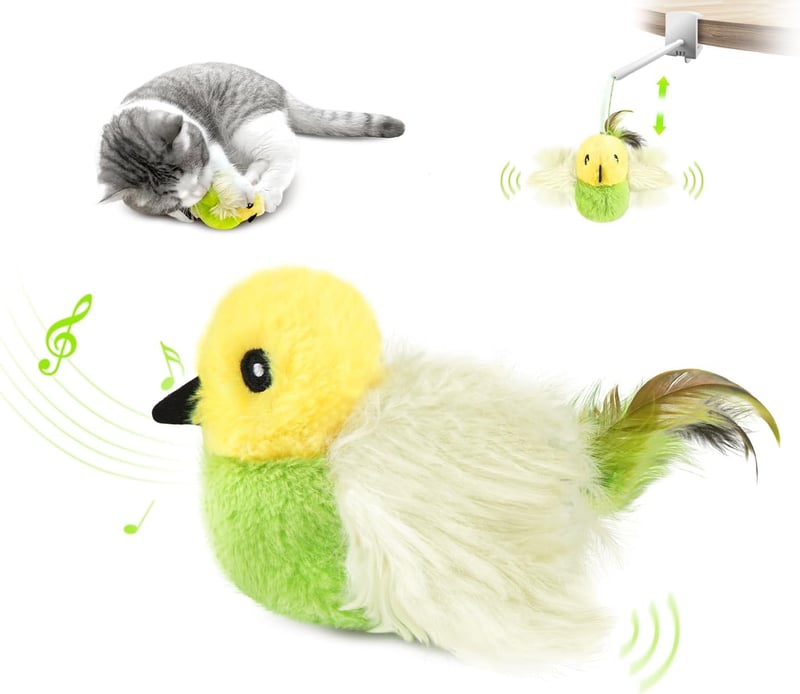 Interactive Cat Toy - Flying Bird with Catnip & Chirping Sound