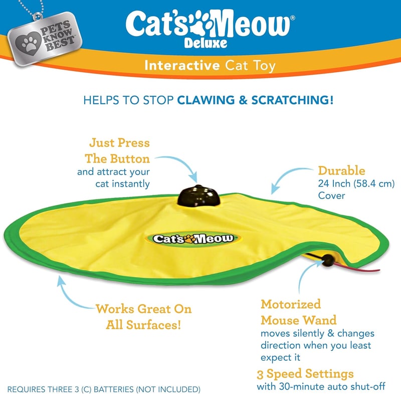 Motorized Wand Cat Toy with Timer & Adjustable Speeds