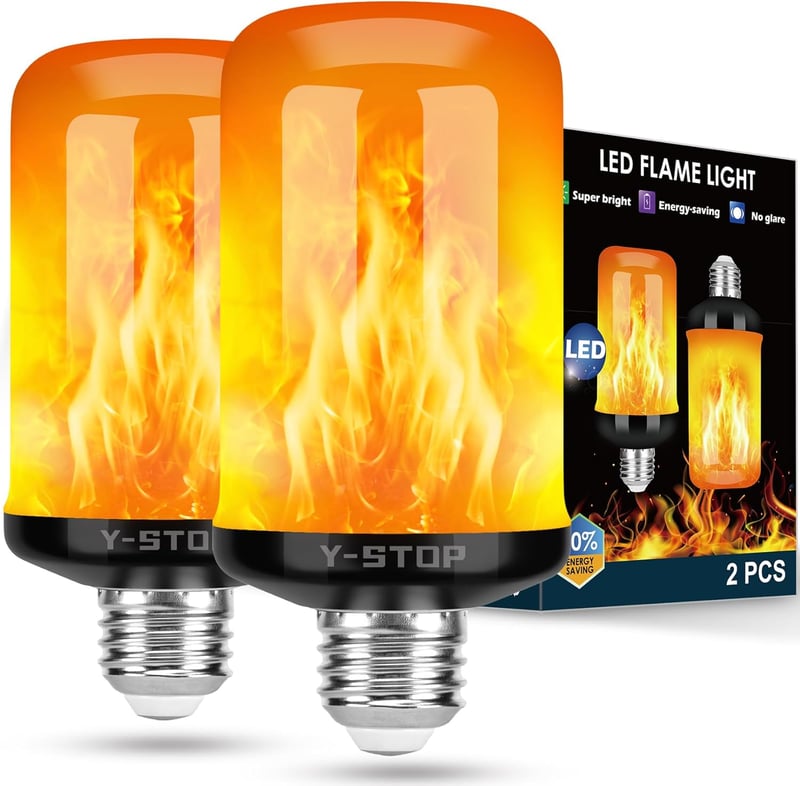 LED Flame Light Bulbs, Flickering E26 Base for Halloween Decor (2-Pack)