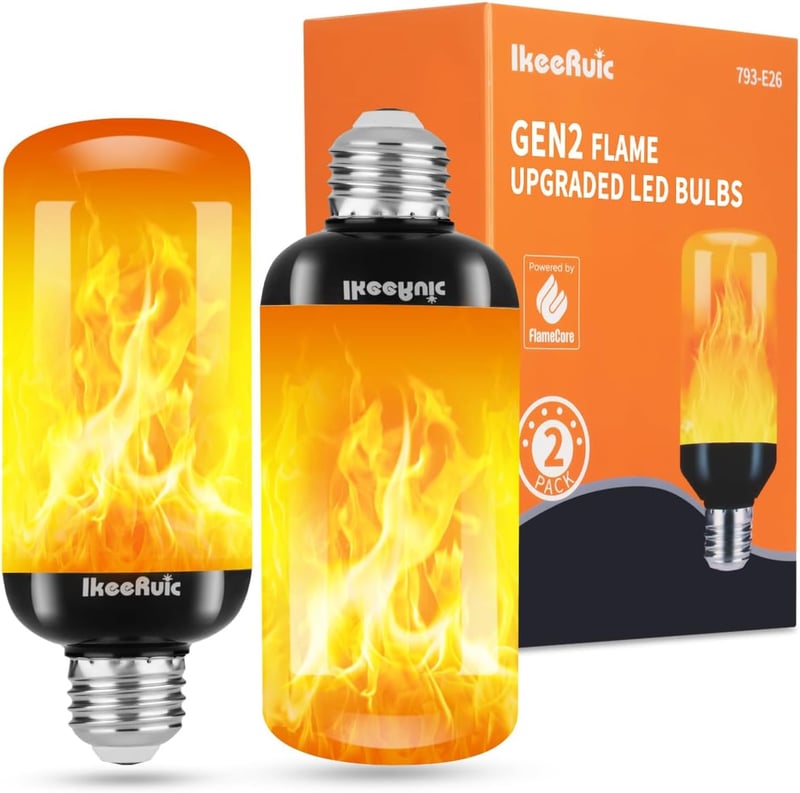 Halloween Flame Flicker LED Bulbs, Realistic E26 Decor Lights