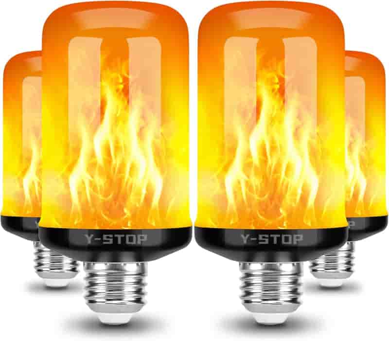 LED Flame Light Bulbs, Flickering E26 Base, Halloween Decor (4-Pack)