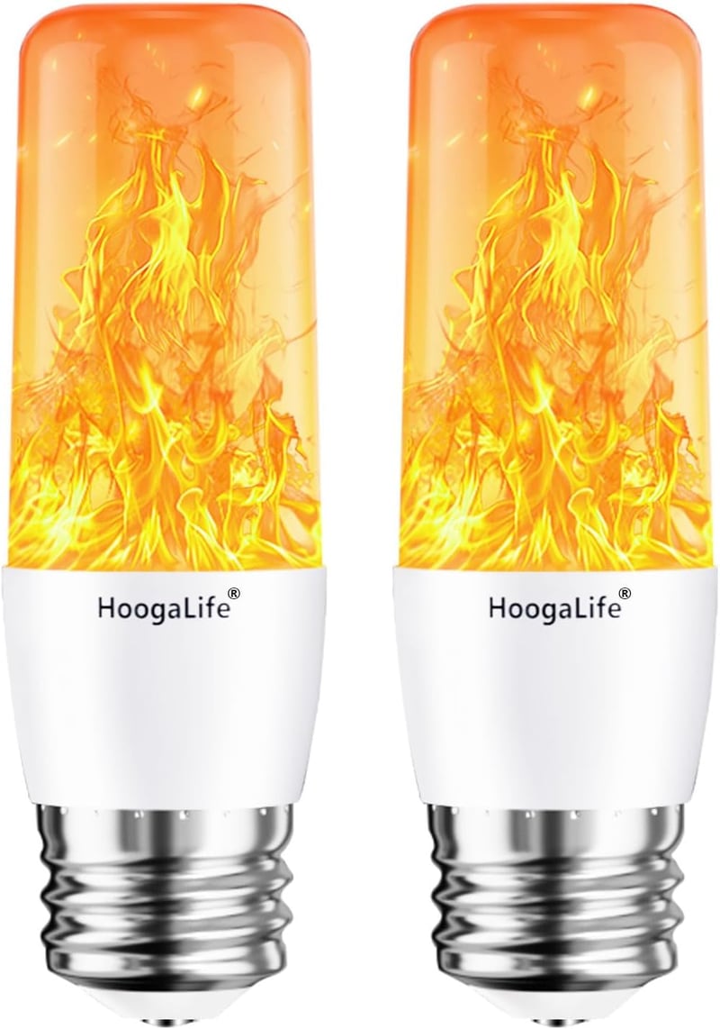 Christmas & Halloween LED Flame Light Bulbs, E26, 2-Pack