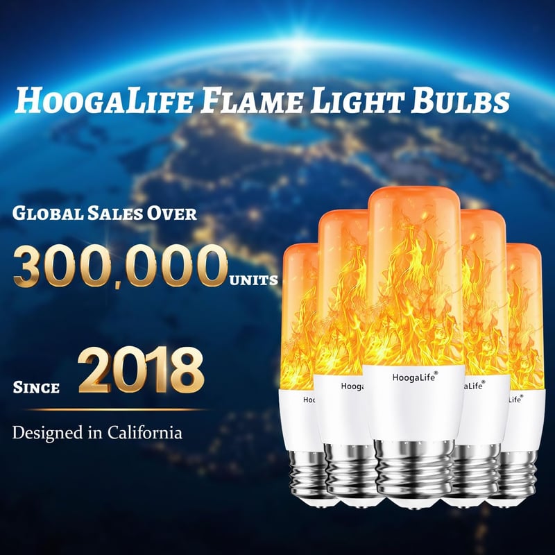 Christmas & Halloween LED Flame Light Bulbs, E26, 2-Pack