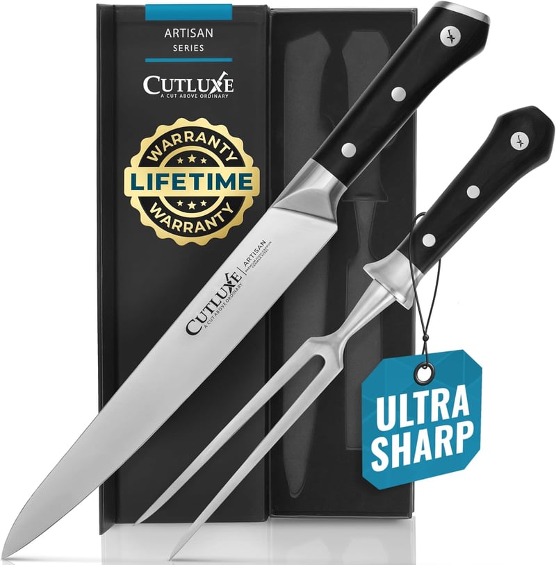 Artisan German Steel Carving Knife & Fork Set