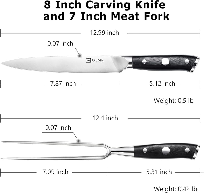 Carving Knife Set - German Steel Turkey & Meat Fork