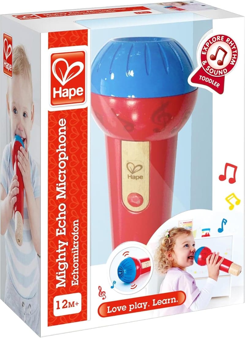 Battery-Free Echo Microphone Toy for Kids 1+, Red
