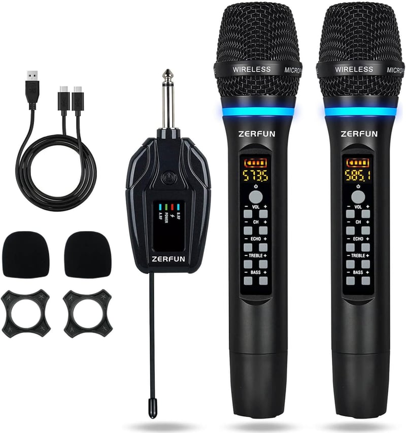 Karaoke Dual Wireless Microphones with Echo & Volume Control