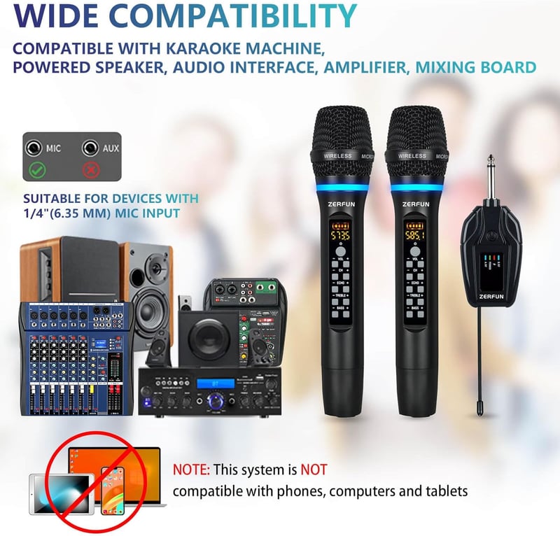 Karaoke Dual Wireless Microphones with Echo & Volume Control