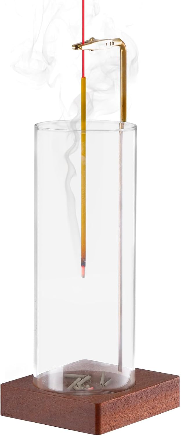 Incense Stick Holder with Glass Ash Catcher for Meditation & Home Decor