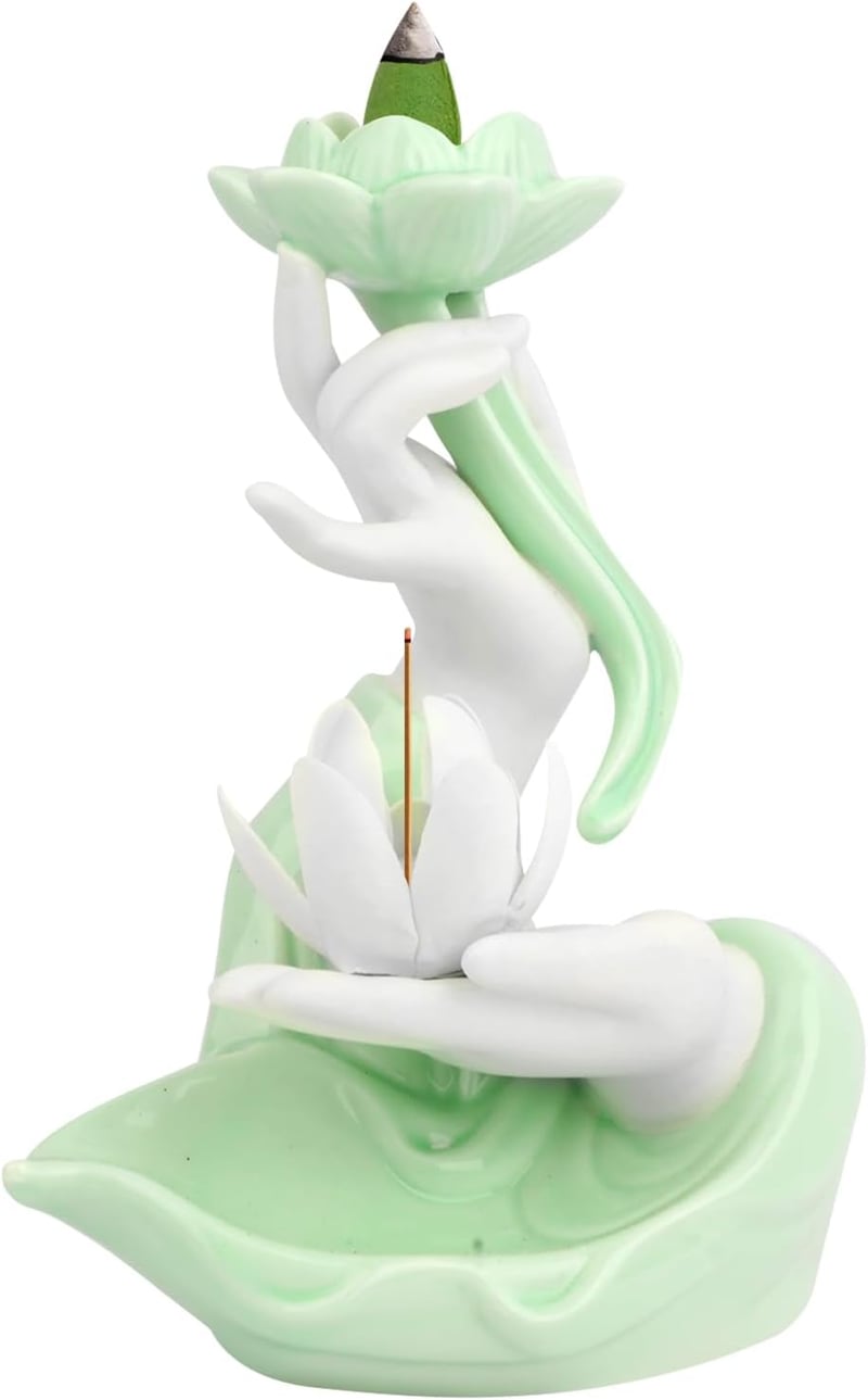 Buddhist Waterfall Incense Burner with Lotus Pattern for Home Décor