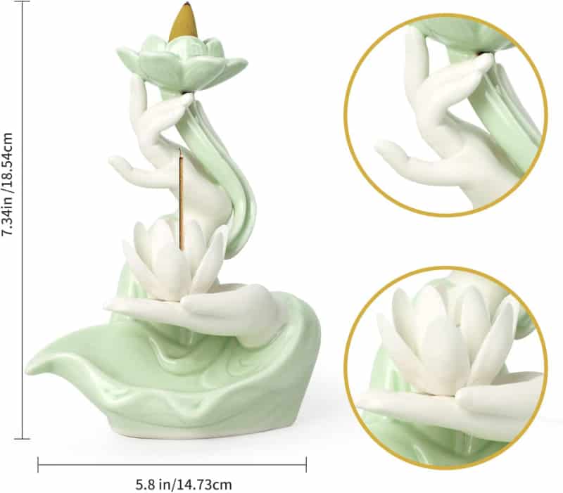 Buddhist Waterfall Incense Burner with Lotus Pattern for Home Décor
