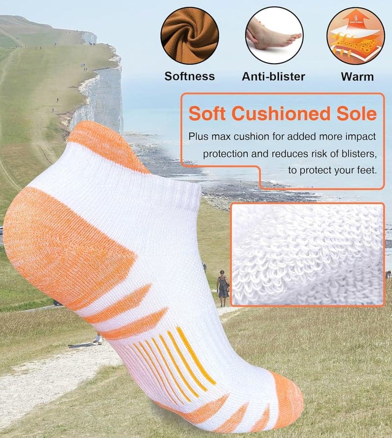 Women's Anti-Blister Athletic Socks, Cushioned & Odor-Resistant (5 Pairs)