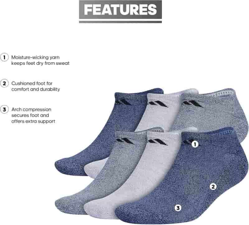 Men's Athletic No-Show Socks, Cushioned with Arch Compression (6-Pair)