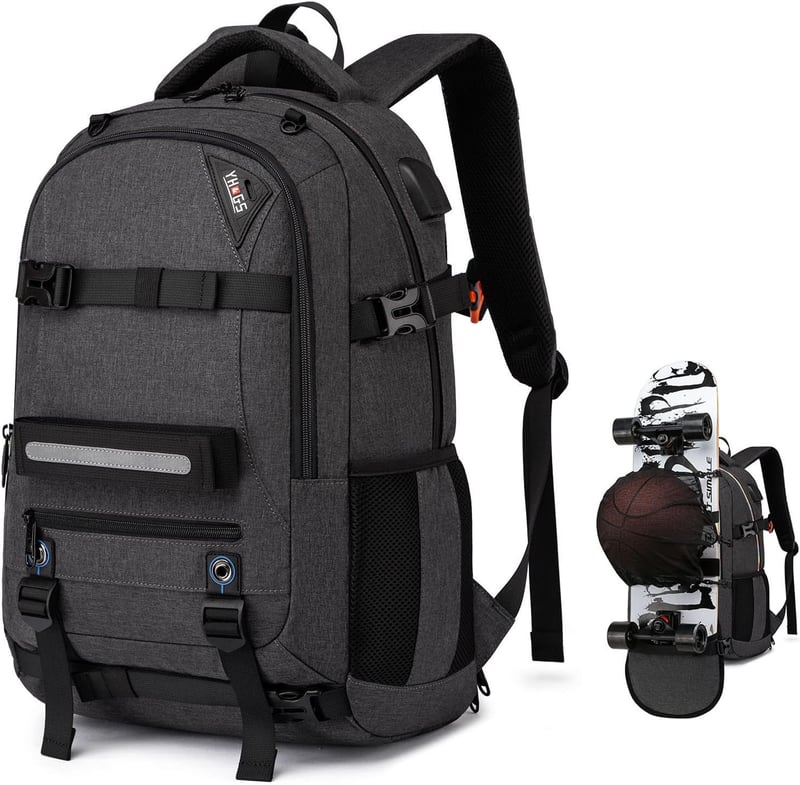 Business Travel Backpack with USB Port & Anti-Theft Lock (Dark Grey)