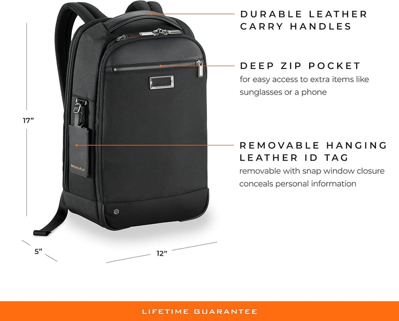 Business Slim Backpack - Medium, Black, by Briggs & Riley