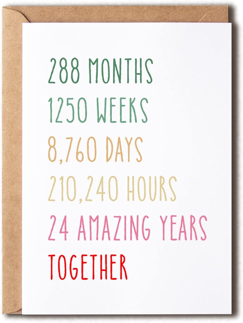 24th Anniversary Funny Card for Couples