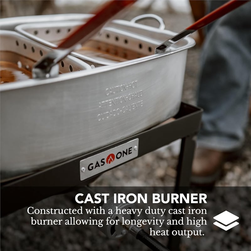 Outdoor Double Fryer with Propane Burners - 18Qt Aluminum