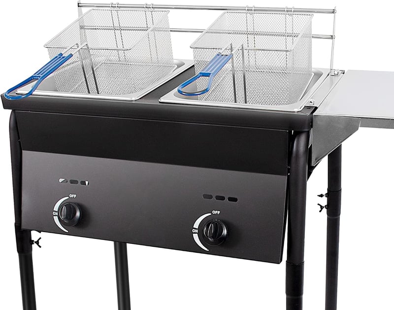 Outdoor Double Tank Propane Deep Fryer with Baskets