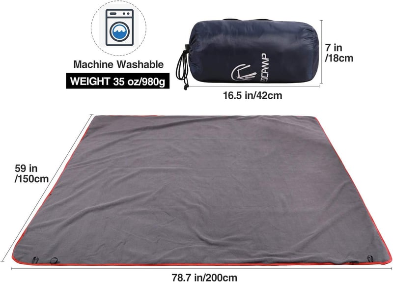 Waterproof Fleece Stadium Blanket for Cold Weather, Dark Blue