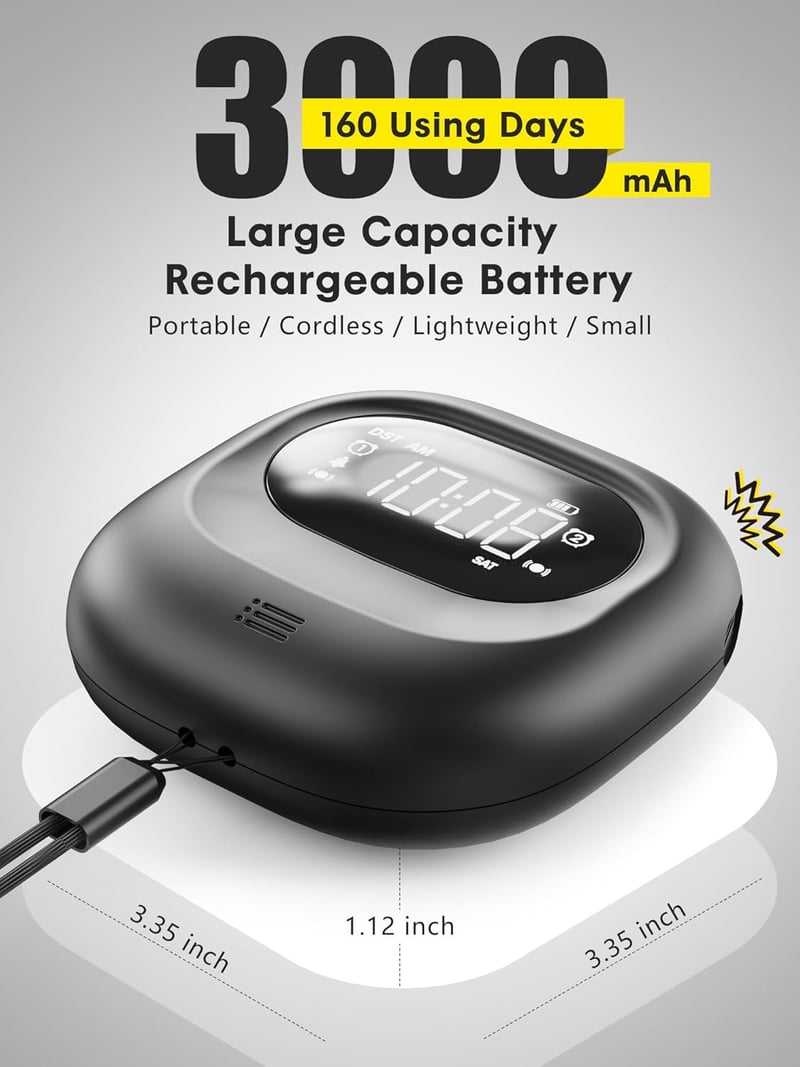 Dual Alarm Clock with Bed Shaker for Heavy Sleepers