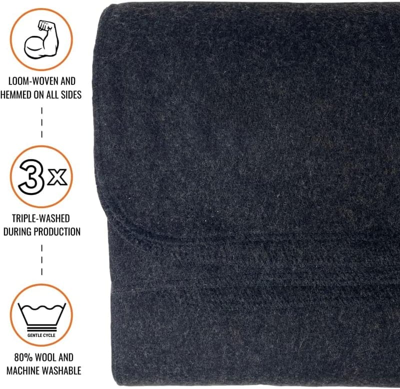 Military Wool Blanket – Warm, Washable, Outdoor Camping Survival
