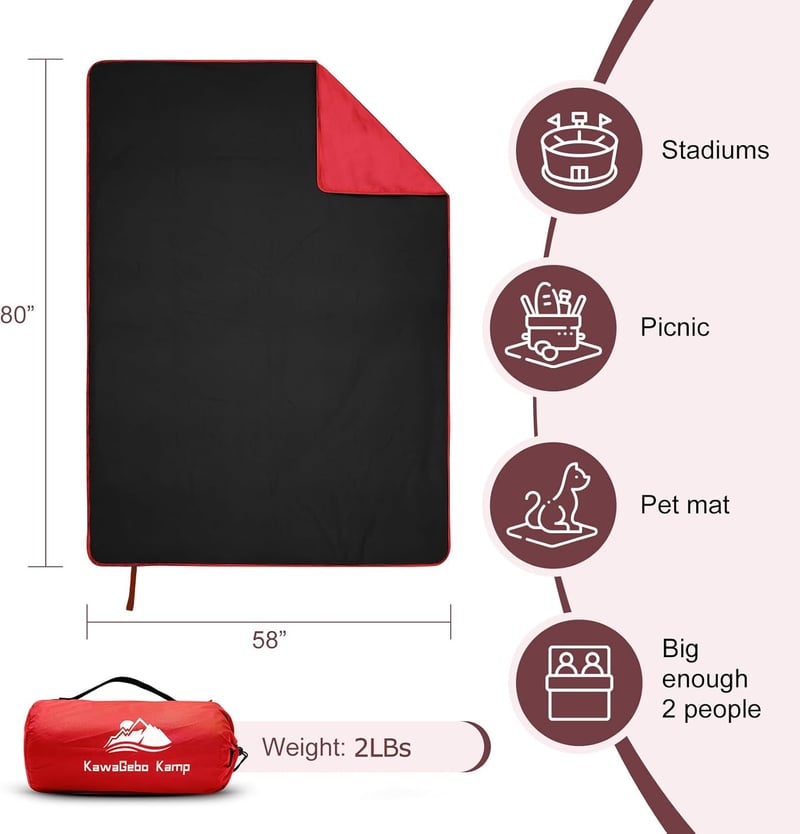 Waterproof Fleece Outdoor Blanket for Camping & Sports, 80
