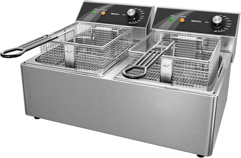 Dual Tank Stainless Steel Deep Fryer, 10L X 2 Capacity, 120V 3600W