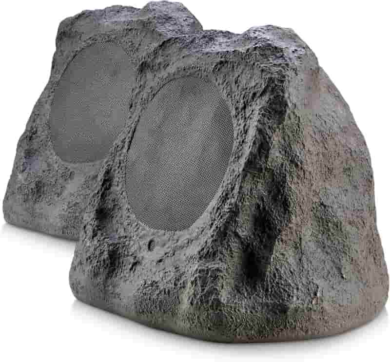 Outdoor Dual Bluetooth Rock Speakers, Gray Slate