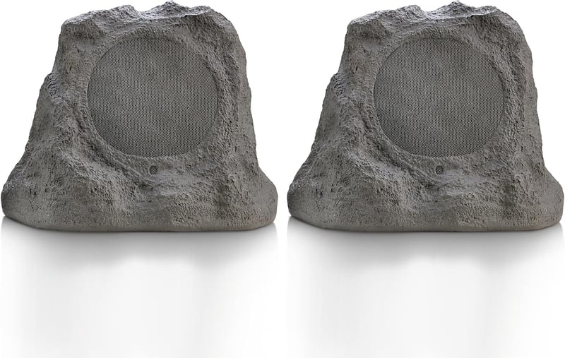 Outdoor Dual Bluetooth Rock Speakers, Gray Slate
