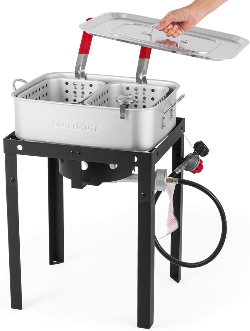Outdoor Propane Fish Fryer with Baskets, 58,000 BTU, 18 Qt.