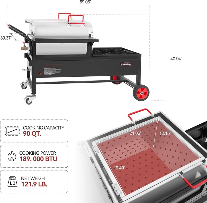 90 Qt Crawfish Boiler & Cooker Combo with Paddle for Outdoors