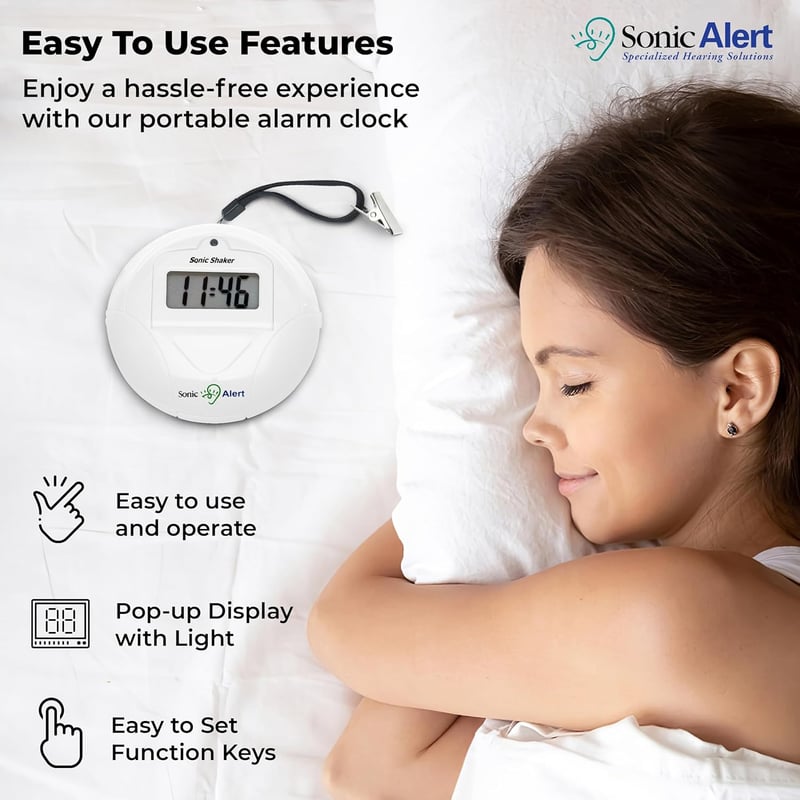 Travel Alarm Clock with Bed Shaker for Heavy Sleepers