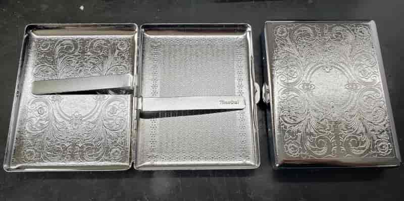 Victorian-Style Etched Metal Cigarette Case with RFID Protection